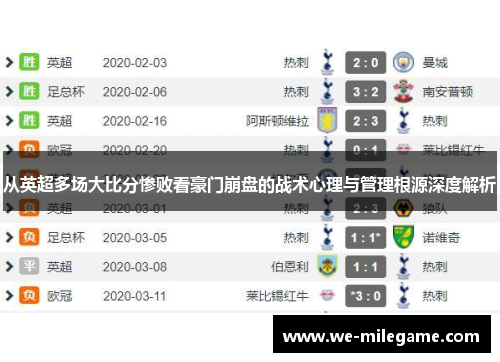 从英超多场大比分惨败看豪门崩盘的战术心理与管理根源深度解析 从英超多场大比分惨败看豪门崩盘的战术心理与管理根源深度解析